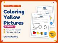 Coloring Yellow Pictures Worksheet – Kindergarten Colors Practice preview