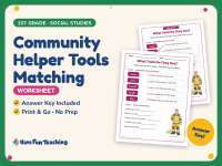 Community Helper Tools Matching Worksheet – 1st Grade Social Studies preview