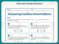 Comparing Fractions Word Problems Worksheet – 4th Grade Inequalities preview 4