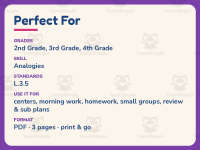 Complete the Analogy Worksheet – 3rd Grade Analogies Practice preview 6
