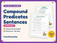 Compound Predicates Sentences Worksheet – 3rd Grade Practice preview