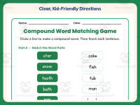 Compound Words Matching Worksheet – 1st Grade Grammar Practice preview 4
