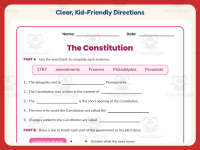Constitution Worksheet – 5th Grade America & Government Practice preview 4