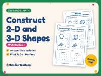 Construct 2-D and 3-D Shapes Worksheet – 1st Grade Geometry Practice preview