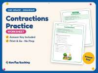 Contractions Practice Worksheet – 2nd Grade Grammar + Answer Key preview