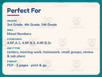 Converting to Mixed Numbers Worksheet – 4th Grade Fractions Practice preview 6