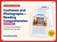 Costumes and Photographs – Reading Comprehension Worksheet – 5th Grade preview