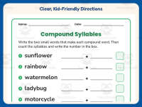 Count the Compound Words Syllables Worksheet – 2nd Grade Grammar preview 4