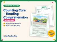 Counting Cars – Reading Comprehension Worksheet – 1st Grade Practice preview