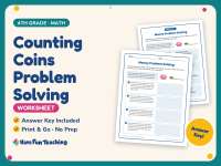 Counting Coins Problem Solving Worksheet – 4th Grade Money Practice preview