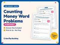 Counting Money Word Problems Worksheet – 2nd Grade Math Practice preview