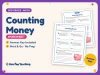 Counting Money Worksheet – 3rd Grade Word Problems Practice preview