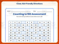 Counting to 100 Assessment Worksheet – Kindergarten Math Practice preview 4