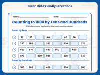 Counting to 1000 by Tens and Hundreds Worksheet – 2nd Grade Practice preview 4