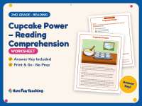 Cupcake Power – Reading Comprehension Worksheet – 2nd Grade Food preview