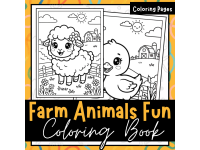 Cute kawaii farm animals for kids to color! preview