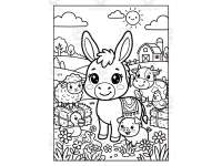 Cute kawaii farm animals for kids to color! preview 2