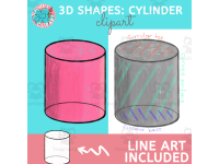 Cylinder clip art 3D SHAPES Math PENCIL COLORED STYLE preview