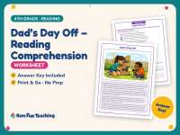 Dad’s Day Off – Reading Comprehension Worksheet – 4th Grade Practice preview