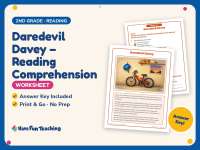 Daredevil Davey – Reading Comprehension Worksheet – 2nd Grade Practice preview