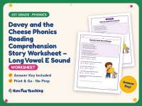 Davey and the Cheese Phonics Reading Worksheet – 1st Grade Long Vowels preview