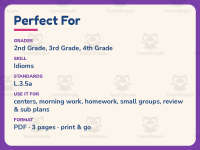 Defining Idioms Worksheet – 3rd Grade Grammar Practice + Answer Key preview 6