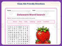 Delaware Word Search Worksheet – 3rd Grade States Practice preview 4