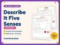 Describe It Five Senses Worksheet – 3rd Grade Anatomy & Human Body preview