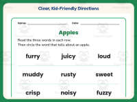 Describing Apples Circling Worksheet – 1st Grade Vocabulary Practice preview 4