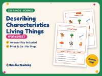Describing Characteristics Living Things Worksheet – 1st Grade preview