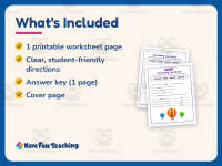 Describing Words Worksheet – Hot Air Balloon – 2nd Grade Adjectives preview 5