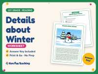Details about Winter Worksheet – 1st Grade Main Idea Practice preview