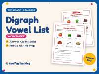 Digraph Vowel List Worksheet – 2nd Grade Digraphs & Vowels Practice preview