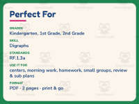 Digraphs Word List Worksheet – 1st Grade Grammar Practice preview 6