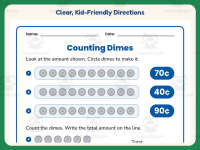 Dimes Circle Worksheet – 1st Grade Addition & Money Practice preview 4