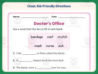 Doctor’s Office Fill in the Blanks Worksheet – 1st Grade Community preview 4