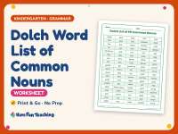 Dolch Word List of Common Nouns Worksheet – Kindergarten Dolch Words preview
