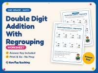 Double Digit Addition With Regrouping Worksheet – 2nd Grade Math preview