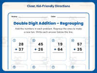 Double Digit Addition With Regrouping Worksheet – 2nd Grade Math preview 4
