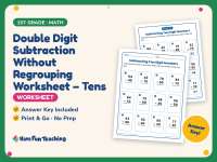 Double Digit Subtraction Without Regrouping Worksheet – 1st Grade Math preview