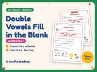 Double Vowels Fill in the Blank Worksheet – 1st Grade Digraphs preview