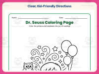 Dr. Seuss Coloring Page – Preschool Holiday Practice preview 4
