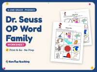 Dr. Seuss OP Word Family Worksheet – K-2nd Grade Word Families preview