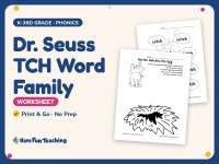 Dr. Seuss TCH Word Family Worksheet – K-3rd Grade Word Families preview