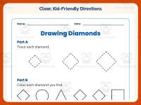 Drawing Diamonds Worksheet – Kindergarten Geometry & Shapes Practice preview 4