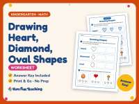 Drawing Heart, Diamond, Oval Shapes Worksheet – Kindergarten Geometry preview