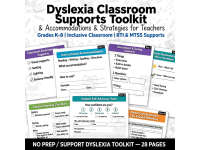 Dyslexia Classroom Supports Toolkit | Accommodations & Strategies preview