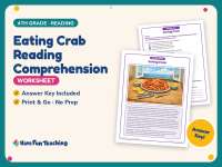 Eating Crab Reading Comprehension Worksheet – 4th Grade Practice preview