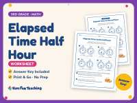 Elapsed Time Half Hour Worksheet – 3rd Grade Telling Time Practice preview