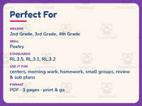 Elements of Poetry Worksheet – 3rd Grade Reading Response Practice preview 6